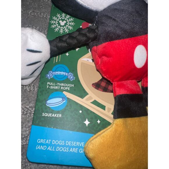 BARK Mickey Mouse Holiday Christmas Jolly old Saint Mickey Dog  squeak Toy  NEW - Picture 7 of 7